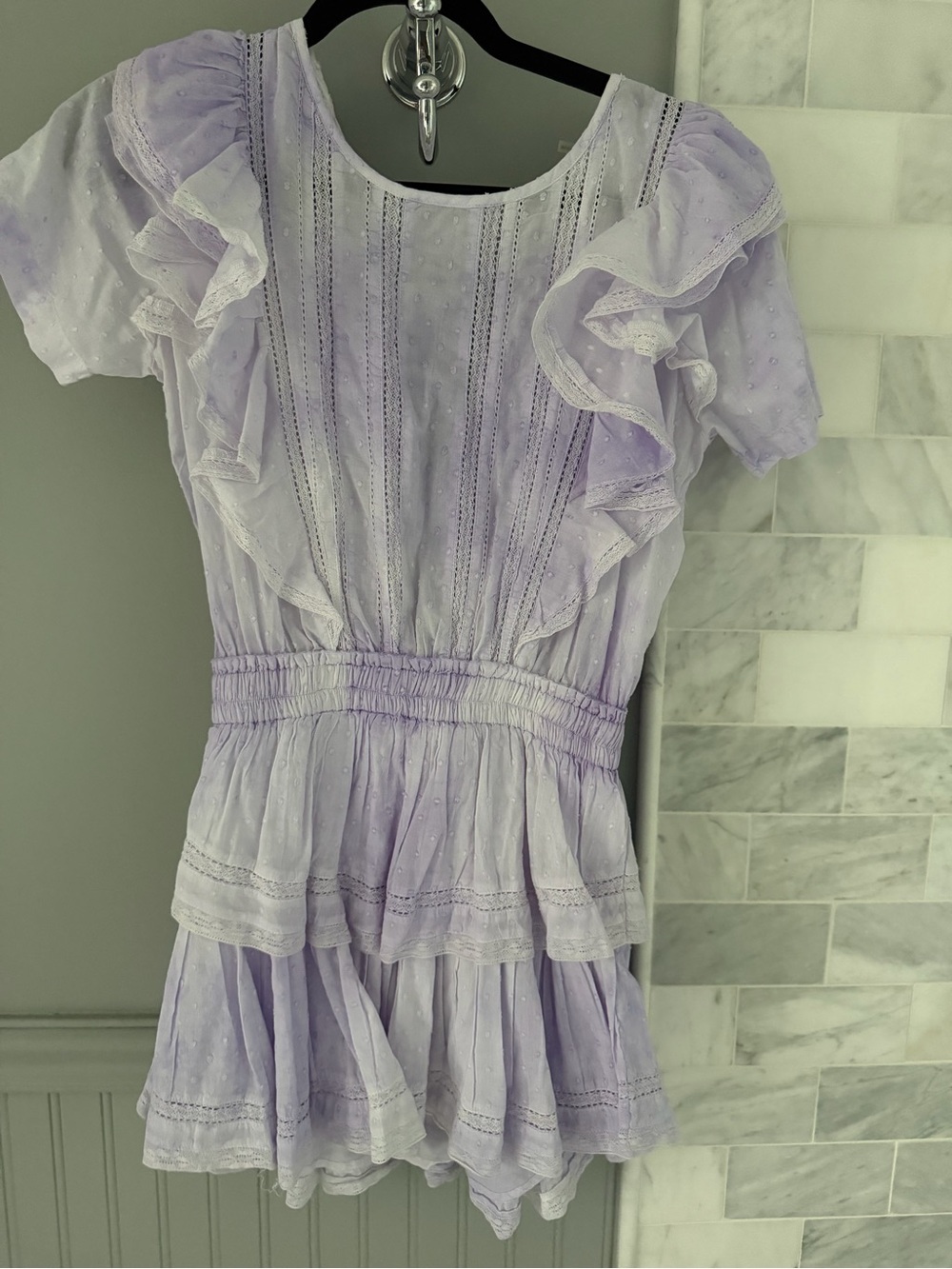Lavender Ruffle Tiered Short Natasha Dress